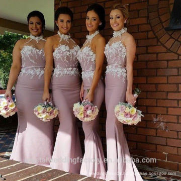 Wholesale Good Quality New Cheap Lace And Beaded formal Long Sheath Mermaid Bridesmaid Dress With Halter LB18